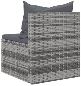 vidaXL Καναπέδες Κήπου Μεσαίοι 2 τεμ. Γκρι Συνθ. Ρατάν με Μαξιλάρια