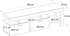 Έπιπλο τηλεόρασης Acnes λευκό-sapphire oak 160x40x53εκ