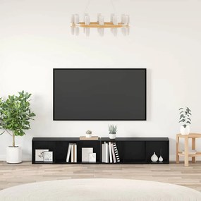vidaXL Σετ επίπλου τηλεόρασης 2 pcs Μαύρη Οξυά Επεξεργασμένο Ξύλο