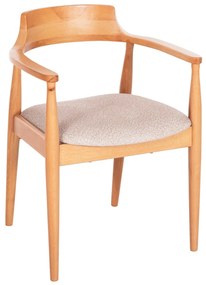 DINING ARMCHAIR MEXI  BEECH WOOD IN NATURAL-FABRIC IN BEIGE 57x51x77Hcm.