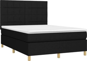 vidaXL Κρεβάτι Boxspring με Στρώμα &amp; LED Μαύρο 140x190 εκ. Υφασμάτινο