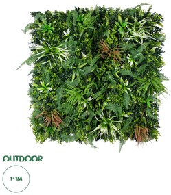 20351 GloboStar® Artificial Garden JUNGLE FERN 20351 Τεχνητό Διακοσμητικό Πάνελ Φυλλωσιάς - Κάθετος Κήπος σύνθεση Ζούγκλα Φτέρης Μ100 x Π100 x Υ20cm