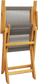 vidaXL Σετ Επίπλων Bistro 3 τεμ.Γκρι Πολυπροπυλένιο/Μασίφ Ξύλο