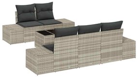 vidaXL Σετ Καναπέ Κήπου 6 pcs Ανοιχτό γκρι Πολυ ράταν