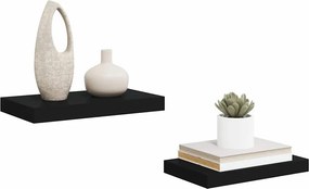 vidaXL Ράφια Τοίχου 2 τεμ. Μαύρα 40x23,5x3,8 εκ. MDF