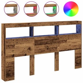Κεφαλάρι με Αποθηκευτικό Χώρο &amp; LED 180x17x102 εκ. - Καφέ