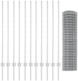 vidaXL Φράχτης με Στήλες. Ασημί 1.2 x 25 m Ατσάλι