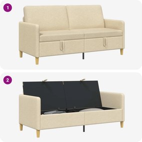 vidaXL Καναπές με Αποθήκευση Κρεμ 172 x 78 x 87 εκ Πολυεστέρας