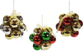 Χριστουγεννιάτικη Μπάλα Κόκκινο/Χρυσό/Πράσινο Φ18cm Σε 3 Σχέδια