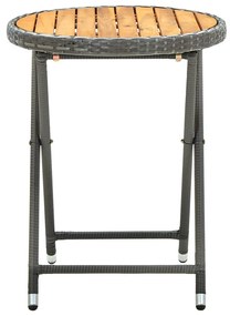 Τραπέζι Βοηθητικό Γκρι 60 εκ. Συνθετικό Ρατάν / Ξύλο Ακακίας - Γκρι