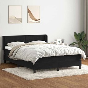 Κρεβάτι Boxspring με Στρώμα Μαύρο 160x210 εκ. Βελούδινο - Μαύρο