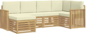 vidaXL Σειρά Καναπέ Εξωτερικού 6 pcs Λευκό και Κρεμ Πολυεστέρας