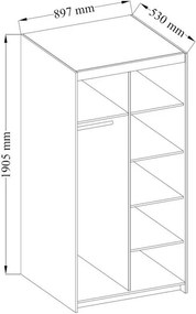 Ντουλάπα Ester 2D1L δίφυλλη-Kafe