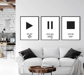 Σετ Πόστερ & Κάδρο (3τμχ) Play Pause Stop PST133 50x70cm Εκτύπωση Πόστερ (χωρίς κάδρο)