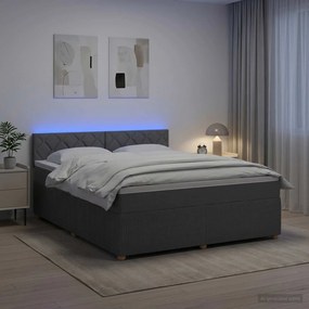 vidaXL Κρεβάτι box spring με στρώμα Σκούρο Γκρι 140 x 200 cm Ύφασμα