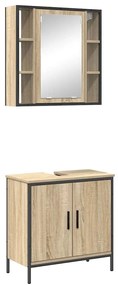 vidaXL Σετ Επίπλων Μπάνιου με ράφι με πόρτα 2 pcs Καφέ 60 x 30 x 60 cm