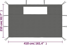 vidaXL Πλαϊνά για Κιόσκι με Παράθυρα 2 τεμ. Ανθρακί