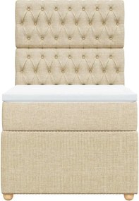 vidaXL Κρεβάτι Boxspring με Στρώμα Κρεμ 90x200 εκ.Υφασμάτινο