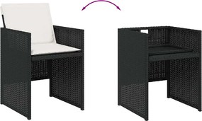 vidaXL Σετ Τραπεζαρίας Κήπου 9 τεμ Μαύρο από Συνθ. Ρατάν με Μαξιλάρια