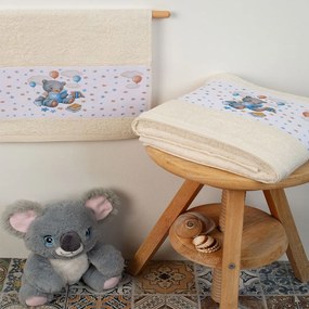 Πετσέτες Βρεφικές Studying Bear 39 (Σετ 2τμχ) Ecru DimCol Towels Set 70x140cm 100% Βαμβάκι