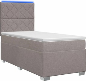 vidaXL Κρεβάτι box spring με στρώμα Taupe 90 x 200 cm Ύφασμα