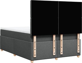 vidaXL Κρεβάτι Boxspring με Στρώμα Σκούρο Γκρι 140x190 εκ. Υφασμάτινο