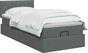 vidaXL Κρεβάτι Ottoman με στρώμα Σκούρο Γκρι 90 x 200 cm Ύφασμα