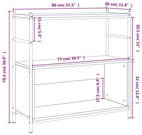 Βιβλιοθήκη Γκρι Sonoma 80x30x78,5 εκ. από Επεξεργασμένο Ξύλο - Γκρι