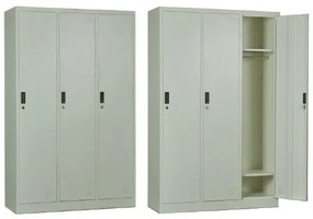 LOCKER 3 Θέσεων Ερμάριο - Ανά θέση: 3 Ράφια, Θέσεις για Κρεμάστρες, Μέταλλο Βαφή Άσπρο