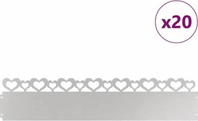 vidaXL Περιγράμματα γκαζόν 20 pcs Ασημί 103 x 0,05 x 22 εκ