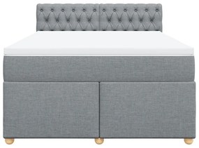 Κρεβάτι Boxspring με Στρώμα Ανοιχτό Γκρι 140x190 εκ. Υφασμάτινο - Γκρι