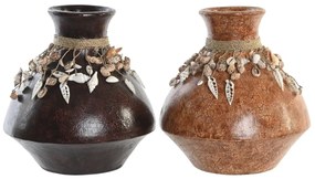 Βάζο DKD Home Decor Πολύχρωμο Bamboo Κοχύλι 30 x 30 x 32 cm (x2)