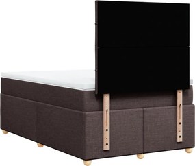 vidaXL Κρεβάτι Boxspring με Στρώμα Σκούρο Καφέ 120x190 εκ Υφασμάτινο