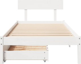 vidaXL Σκελετός Κρεβ. Χωρίς Στρώμα Λευκό 75x190 εκ Μασίφ Πεύκο