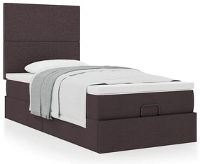 vidaXL Οθωμανικό κρεβάτι με στρώμα σκούρο καφέ 100x200cm ύφασμα