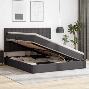 vidaXL Κρεβάτι Αποθήκης με στρώμα Γκρι 160 x 200 cm Τεχνητό Δέρμα
