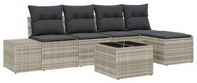 vidaXL Σετ Καναπέ Κήπου 6 pcs Ανοιχτό γκρι Πολυ rattan, βαμμένο ατσάλι
