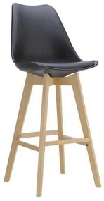 σκαμπώ BAR MARTIN (καθ.67cm) Ξύλο/PP Μαύρο/Μοντ.ταπετσαρία (Σετ 4 ΤΕΜ)