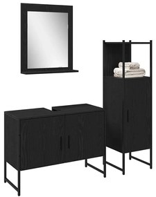vidaXL Σετ Επίπλων Μπάνιου με πόρτα 3 pcs Μαύρο 33 x 33 x 102.5 εκ