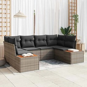 vidaXL Σετ Καναπέ Κήπου με μαξιλάρι 6 pcs Γκρι Πολυ ράταν