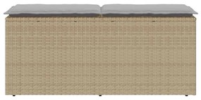 Πάγκος κήπου με μαξιλάρι Μπεζ 110x40x44 cm Πολυ μπαστούνι - Μπεζ