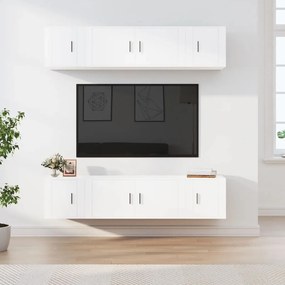 vidaXL Σετ Επίπλου Τηλεόρασης 6 Τεμαχίων Λευκό από Επεξεργασμένο Ξύλο
