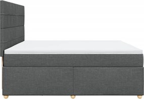 vidaXL Κρεβάτι Boxspring με Στρώμα Σκούρο Γκρι 200x200 εκ. Υφασμάτινο