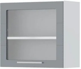 Ντουλάπι κρεμαστό Hudson V5-60-1KS με βιτρίνα-Λευκό - Γκρι