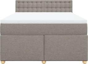 vidaXL Κρεβάτι Boxspring με Στρώμα Taupe 140x190 εκ. Υφασμάτινο