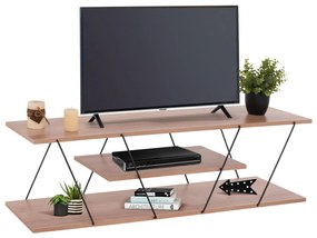 TV STAND TARS  MELAMINE IN NATURAL WOOD AND BLACK 120x32x33Hcm.