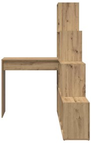 vidaXL Γωνιακό γραφείο με ράφι artisan δρυς 101.5 x 149.5 x 149.5 εκ.
