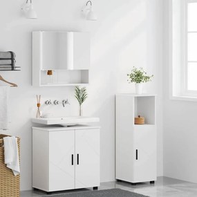 vidaXL Σετ Επίπλων Μπάνιου 3 pcs Λευκό Επεξεργασμένο ξύλο &amp; Μέταλλο