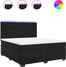 vidaXL Κρεβάτι Boxspring με Στρώμα Μαύρο 180x200 εκ. Βελούδινο