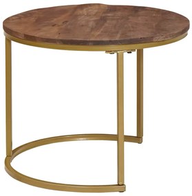 vidaXL Τραπεζάκια Καφέ Στερεών 3 pcs Μασίφ ξύλο μάνγκο και χάλυβας